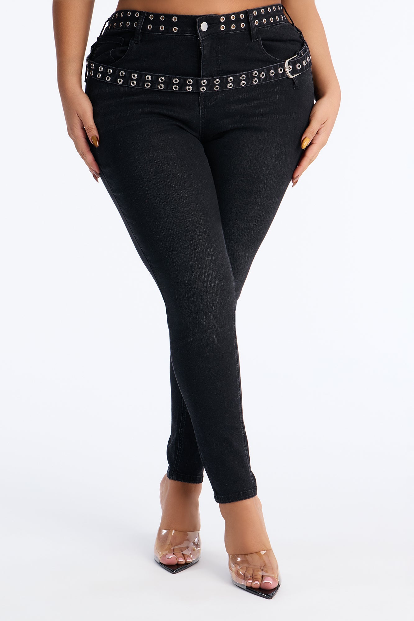 Make A Setlist Belted Skinny Jean - Black Wash