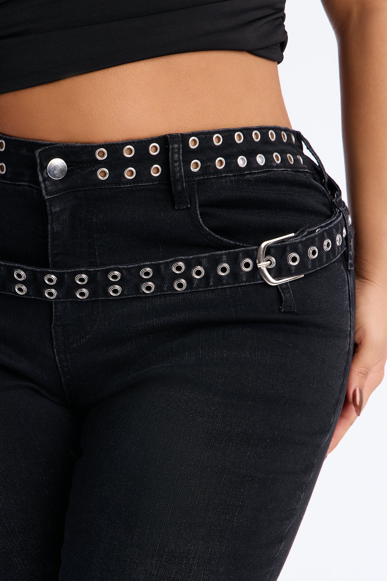 Make A Setlist Belted Skinny Jean - Black Wash