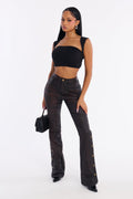 The Backbeat Coated Denim Bootcut Jeans - Black/Brown