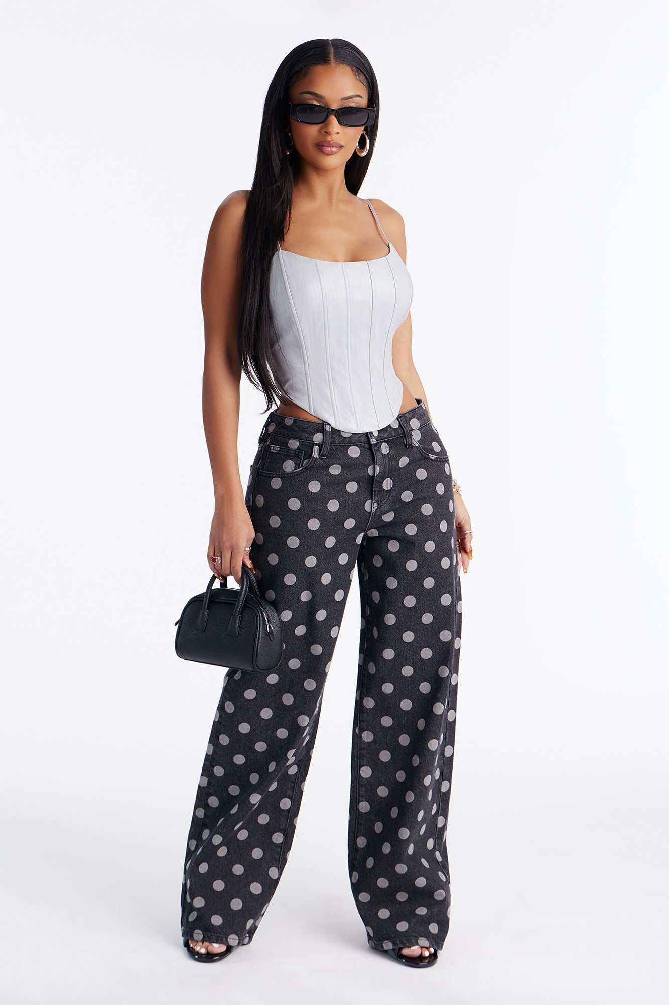 When In Rome Polka Dot Jeans - Black Wash