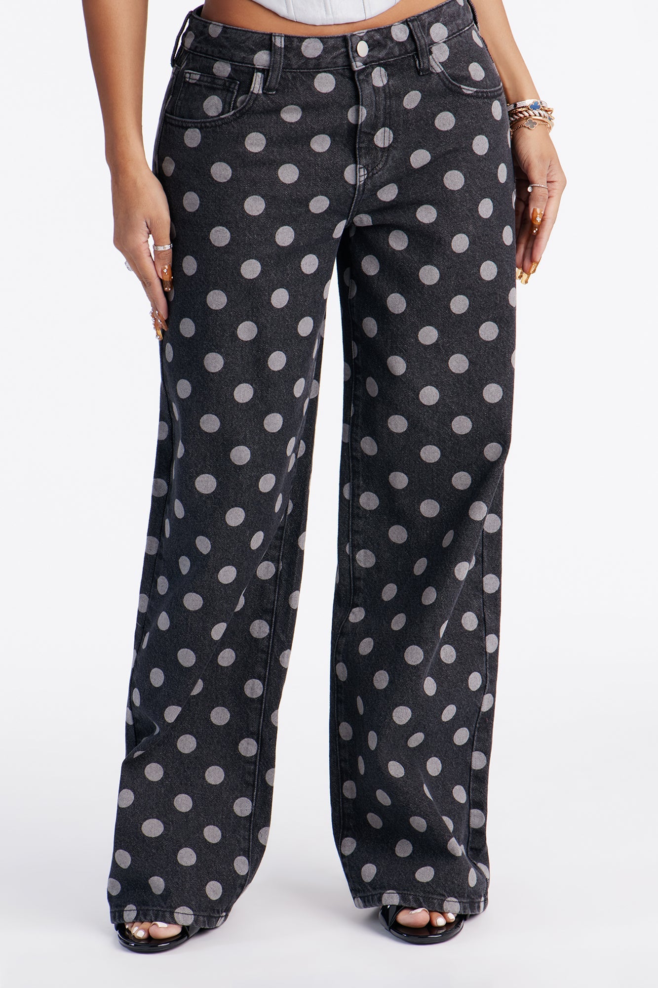 When In Rome Polka Dot Jeans - Black Wash