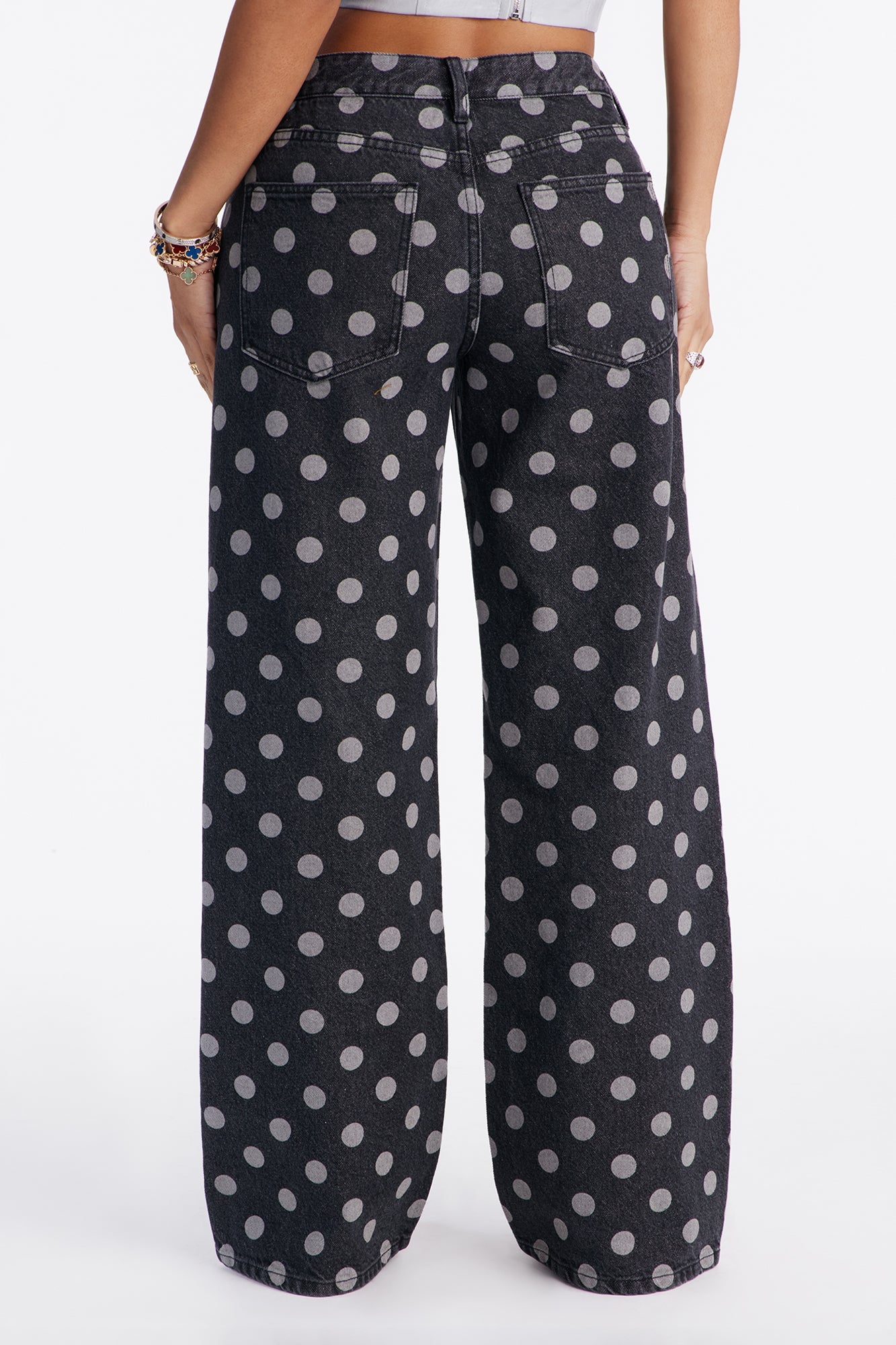 When In Rome Polka Dot Jeans - Black Wash