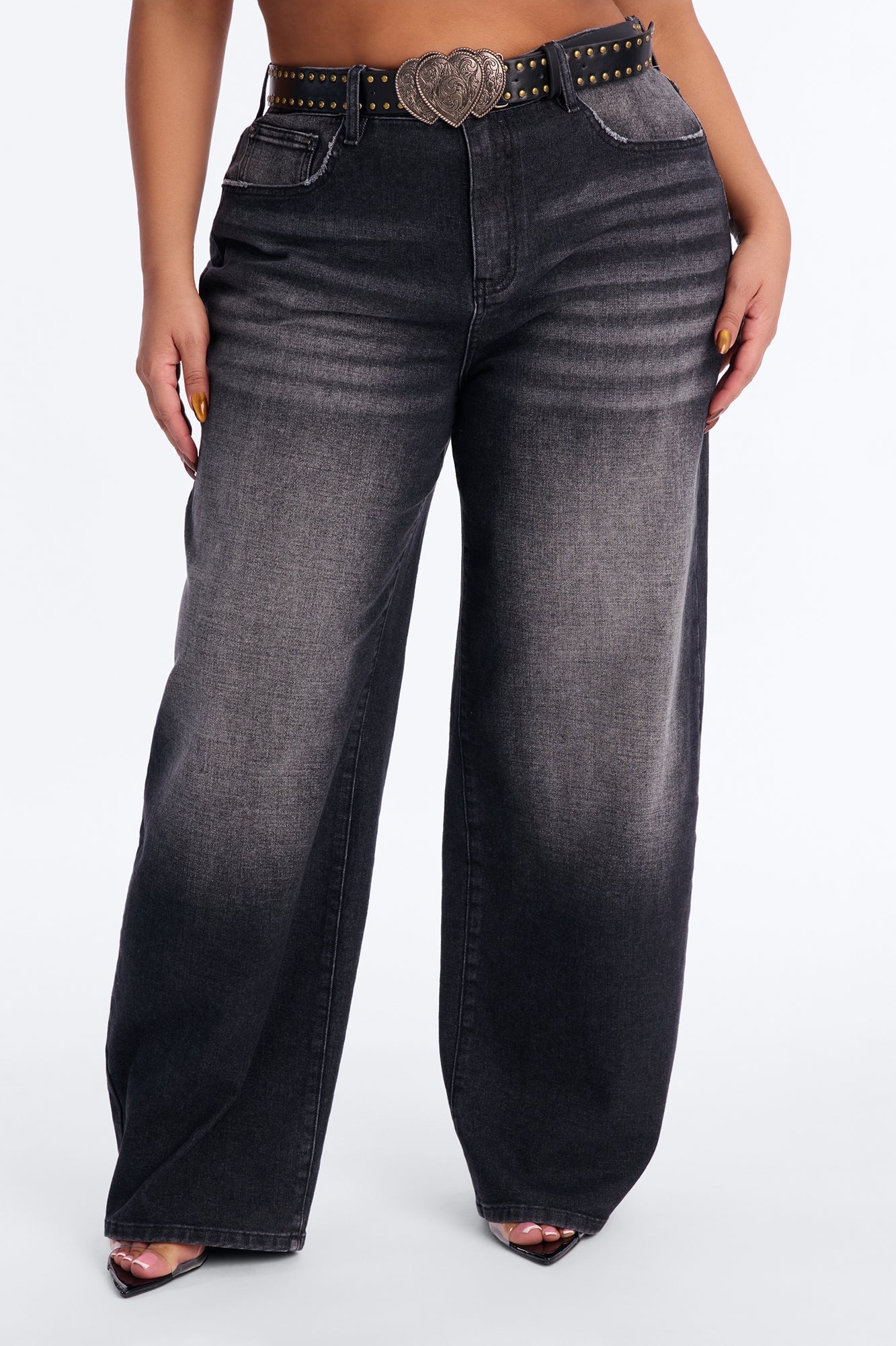 Everlasting Love Belted Wide Leg Jeans - Black Wash