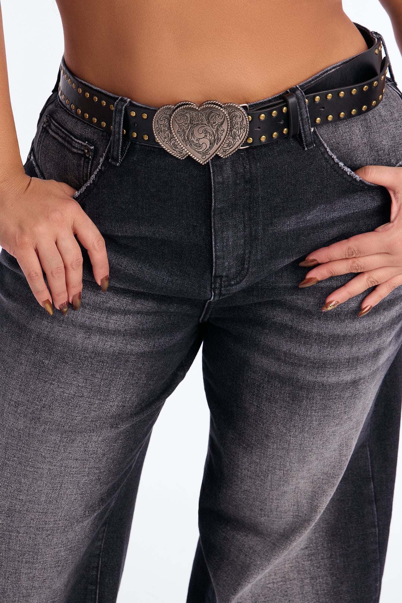 Everlasting Love Belted Wide Leg Jeans - Black Wash