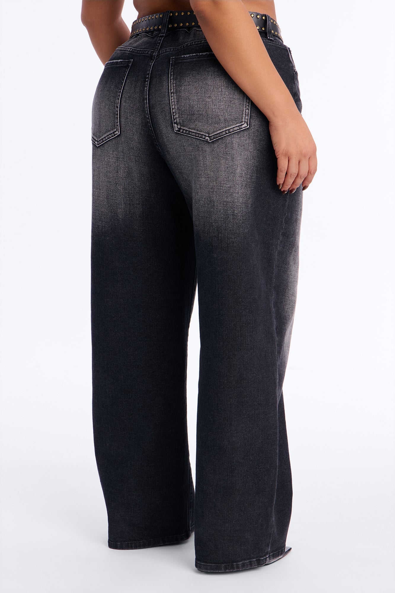 Everlasting Love Belted Wide Leg Jeans - Black Wash