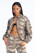 Look Don't Talk Embellished Bomber Jacket - Camouflage