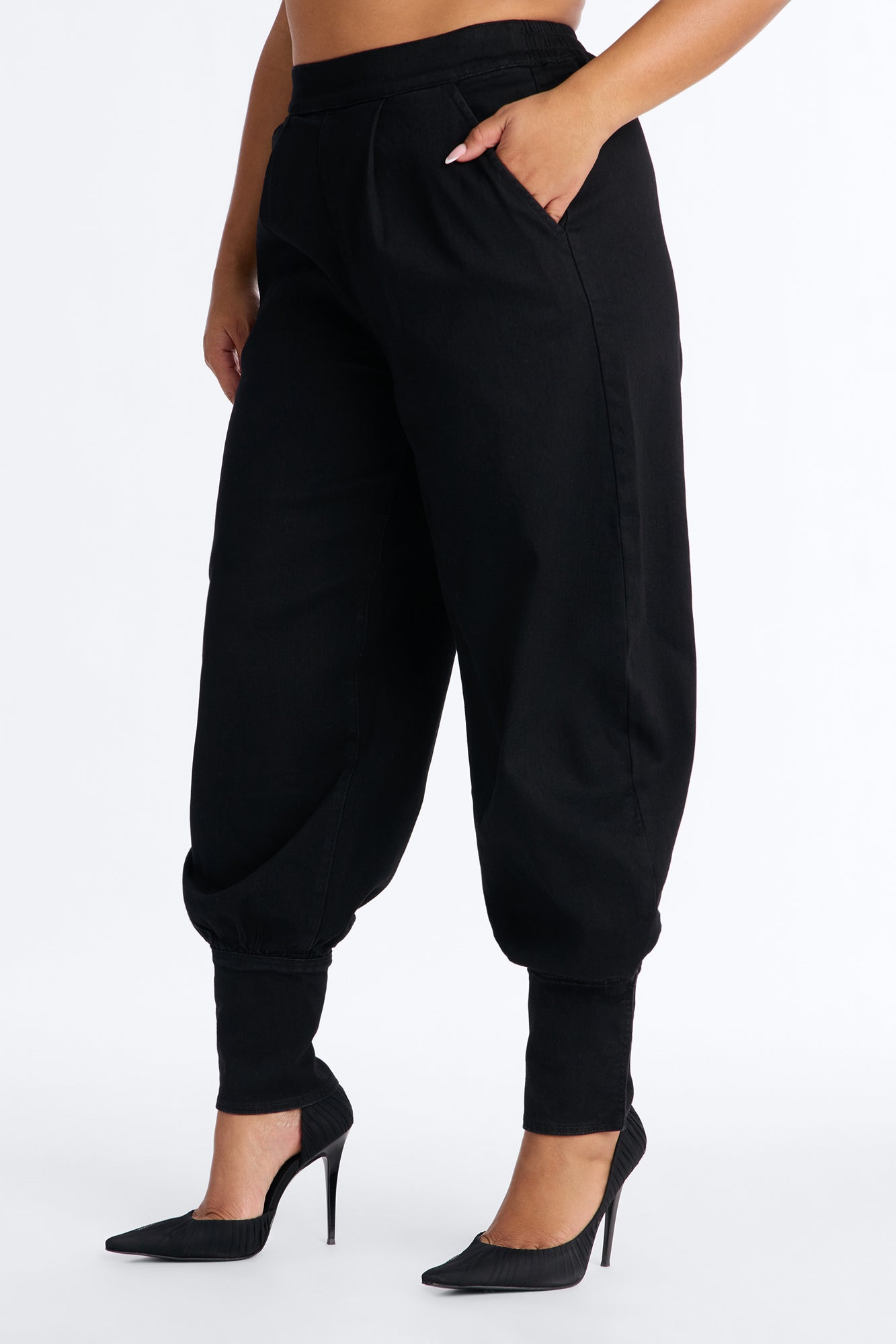 Destination Unknown Drapey Denim Balloon Jeans - Black