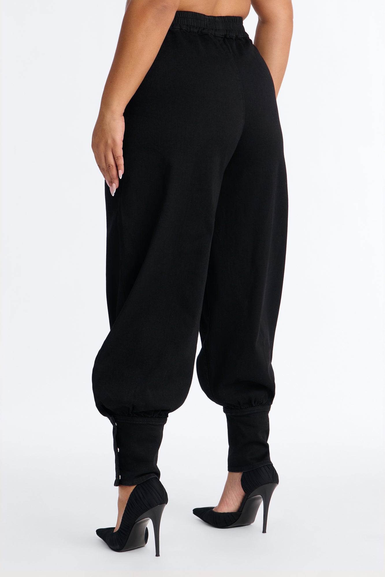 Destination Unknown Drapey Denim Balloon Jeans - Black