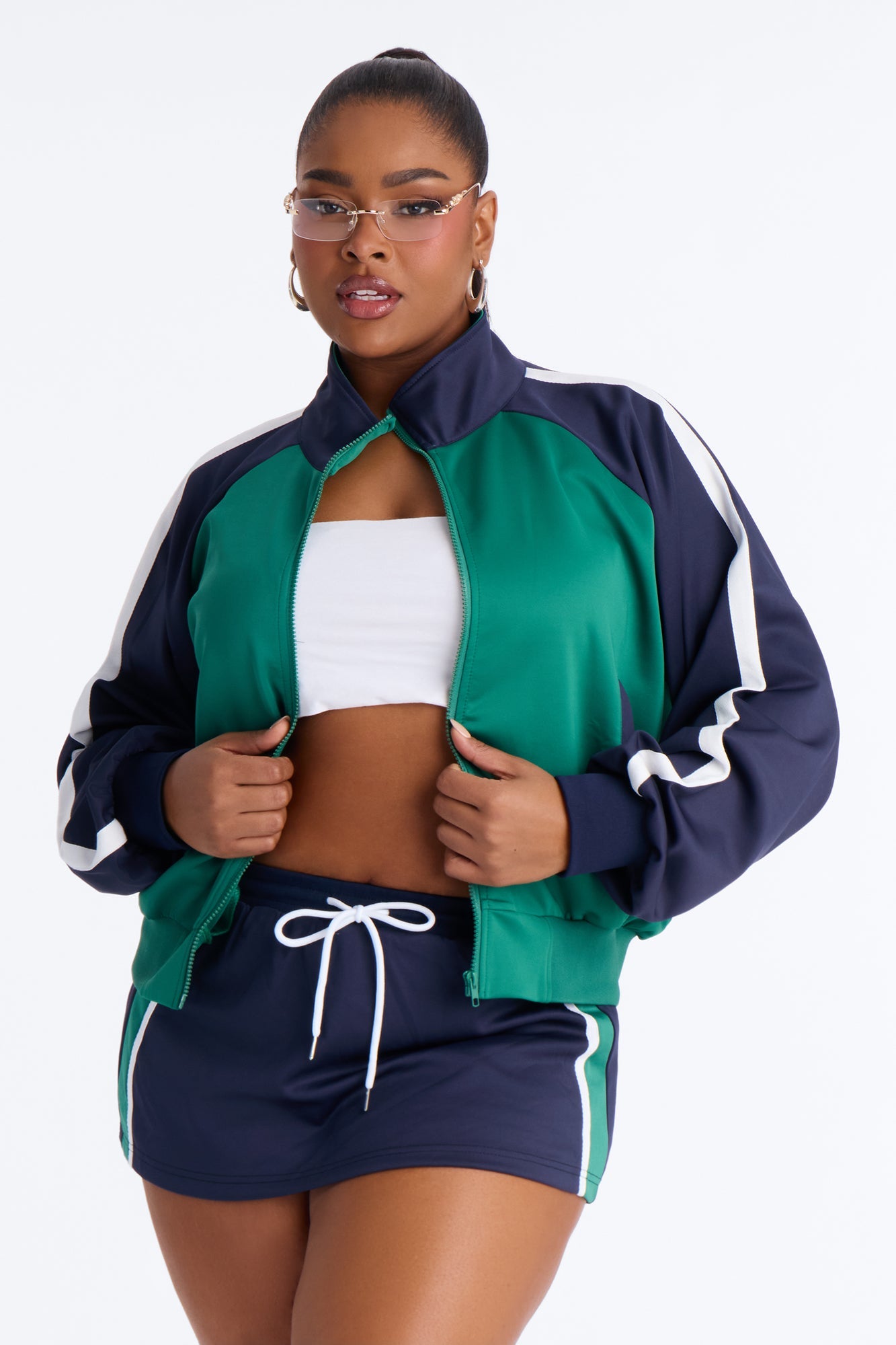 Cool And Sporty Track Jacket - Green/combo
