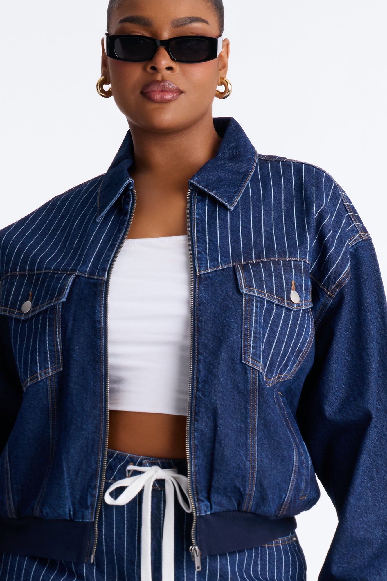 Legendary Striped Denim Jacket - Dark Wash