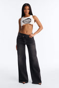 Switching Sides Crossover Stretch Jeans - Black Wash