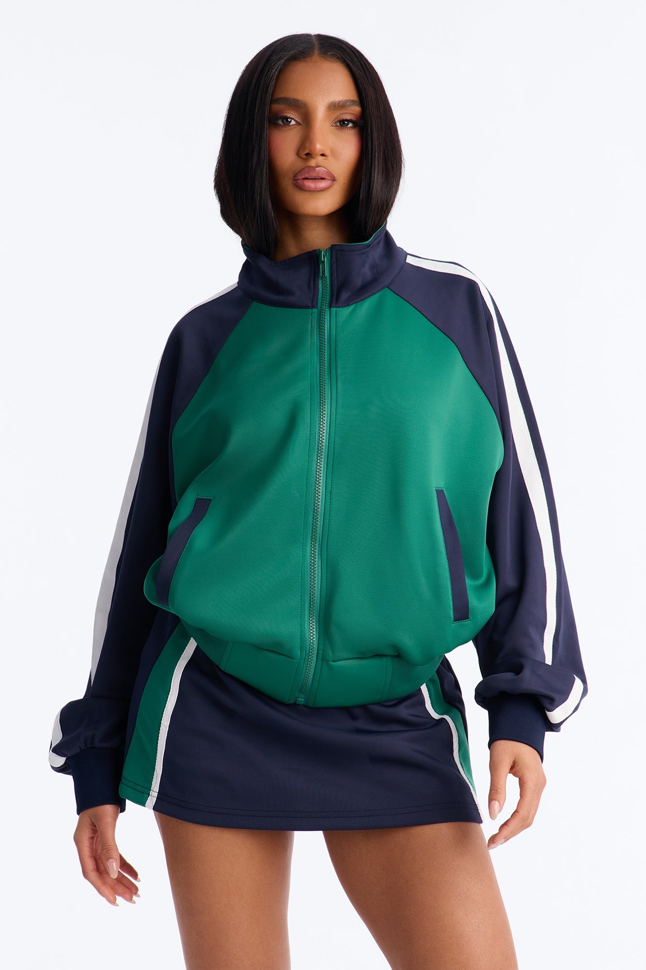 Cool And Sporty Track Jacket - Green/combo