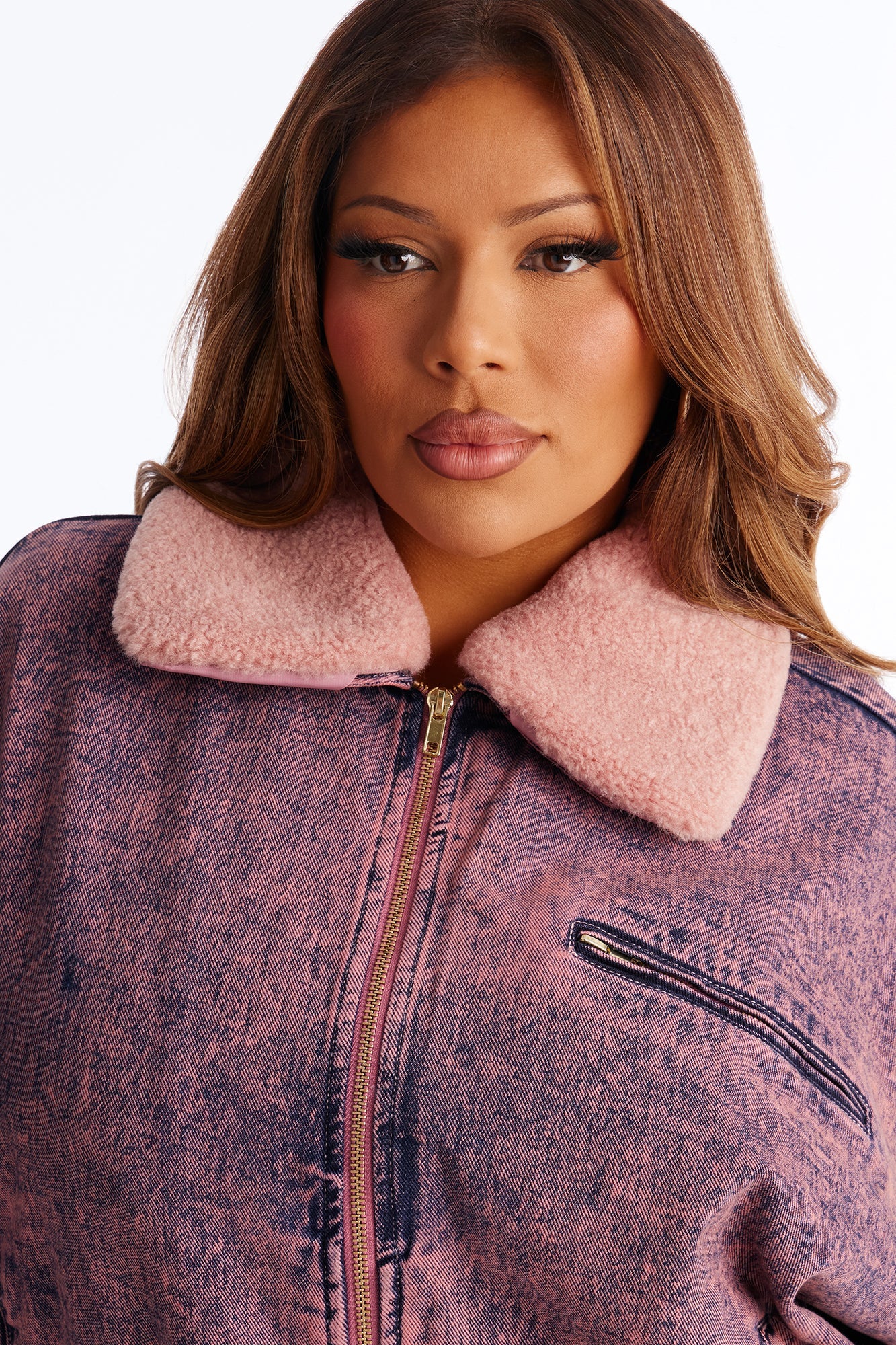 Love Potion Denim Bomber Jacket - Pink