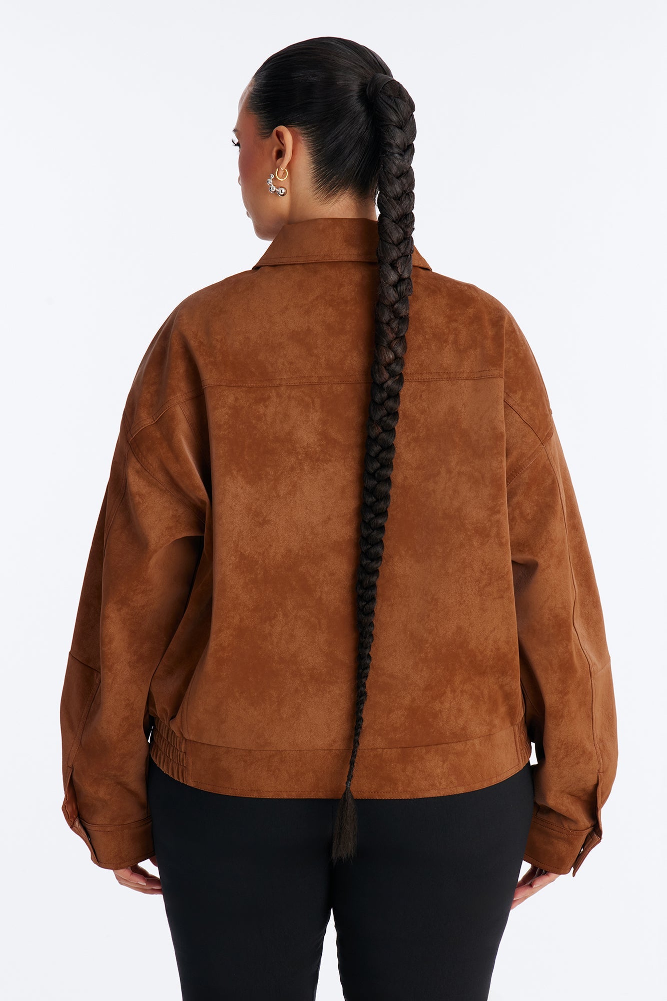 Corey Washed Faux Leather Bomber Jacket - Tan