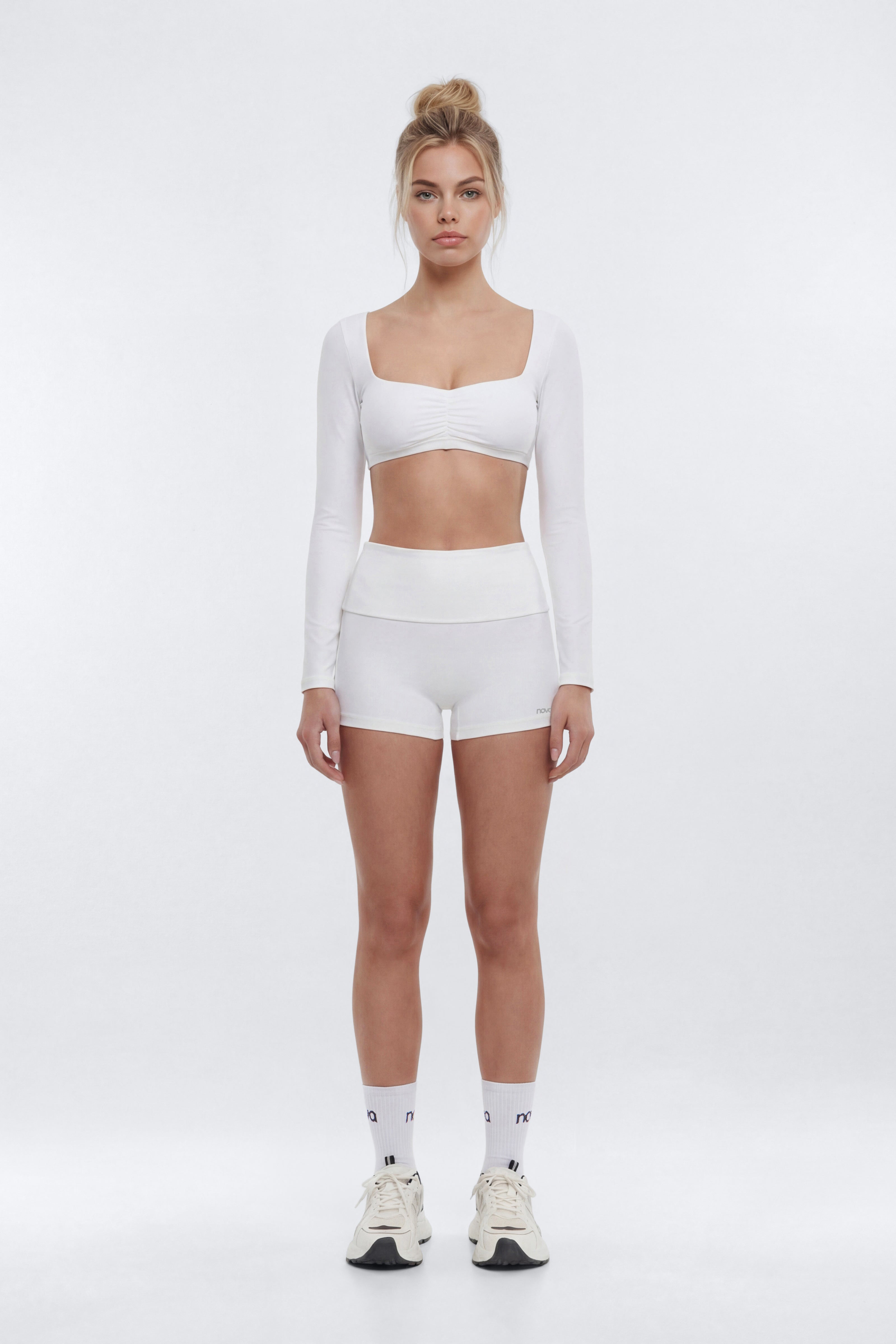 ButterSoft™ 3″ Foldover Biker Short - White