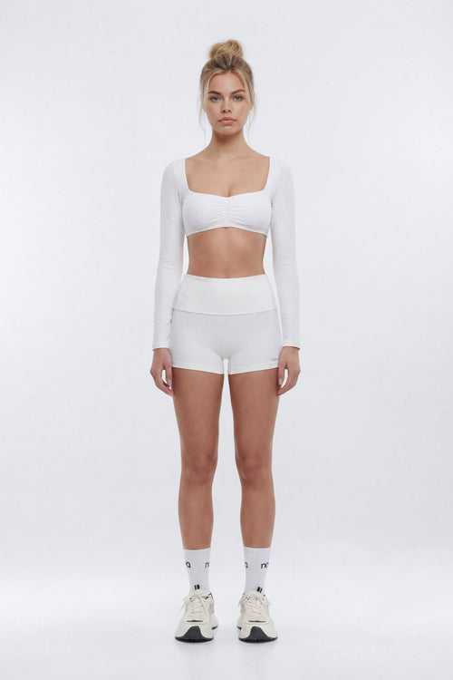 ButterSoft™ 3″ Foldover Biker Short - White