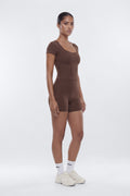 CloudForm™ High Waist 5″ Side Pocket Biker Short - Brown