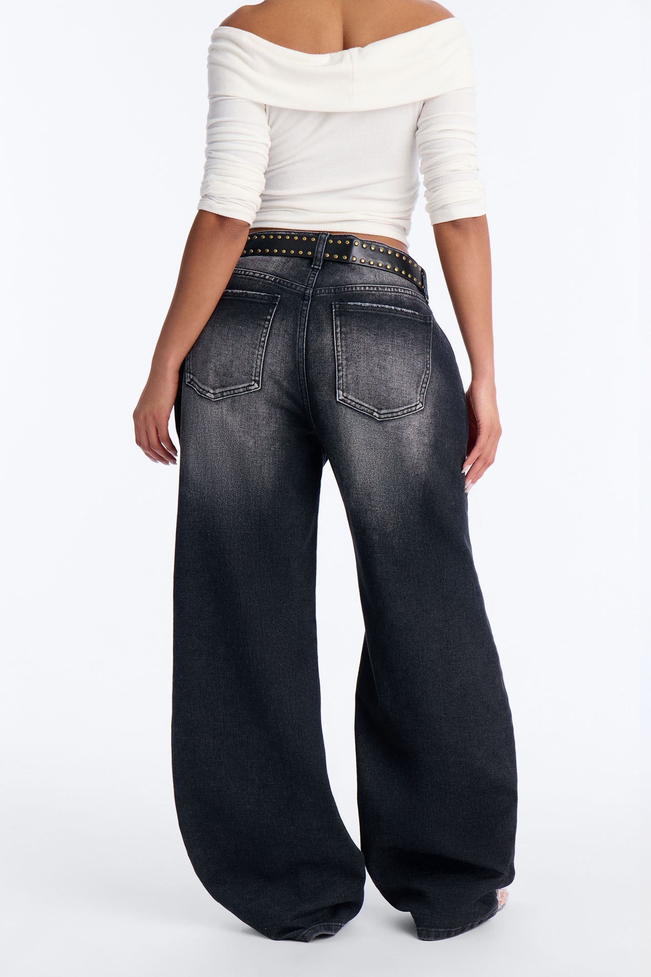 Everlasting Love Belted Wide Leg Jeans - Black Wash