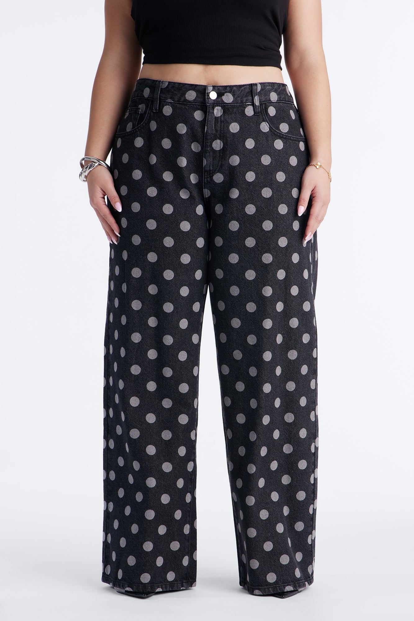 When In Rome Polka Dot Jeans - Black Wash