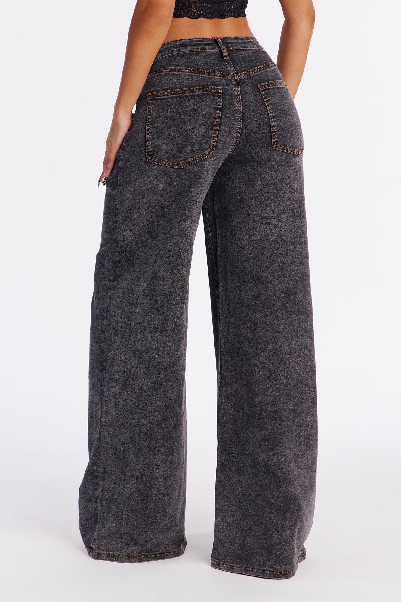 Good Ol Days Wide Leg Jeans - Black Wash