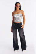 Jolie Mid Rise Stretch Straight Leg Jeans - Black Wash
