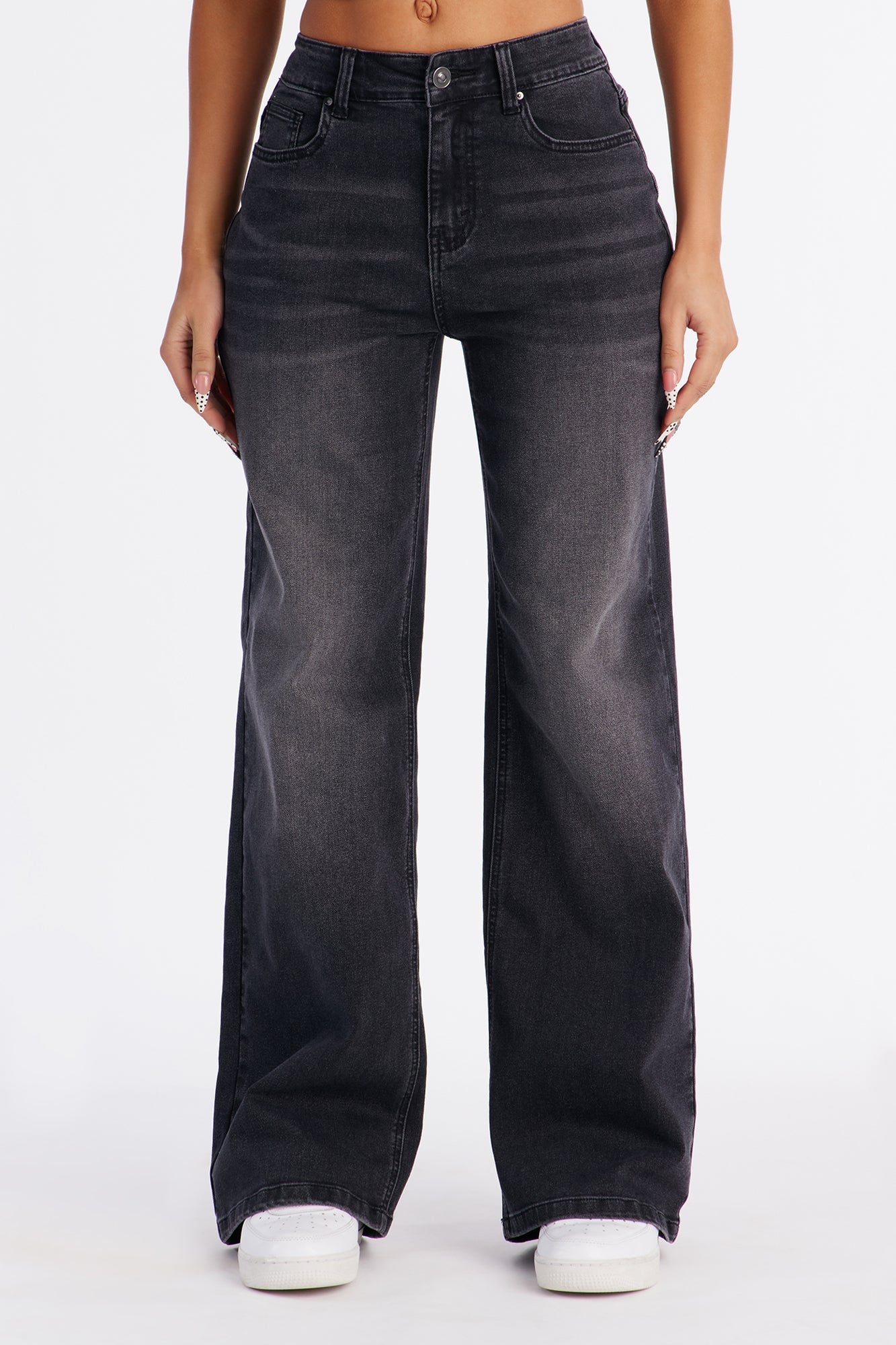 Jolie Mid Rise Stretch Straight Leg Jeans - Black Wash