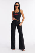 This Century Coated Stretch Wide Leg Jeans - Black