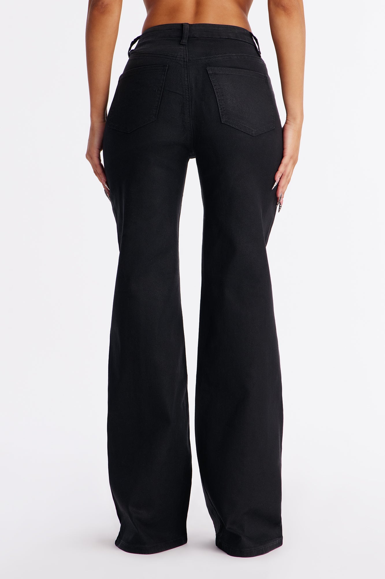 This Century Coated Stretch Wide Leg Jeans - Black