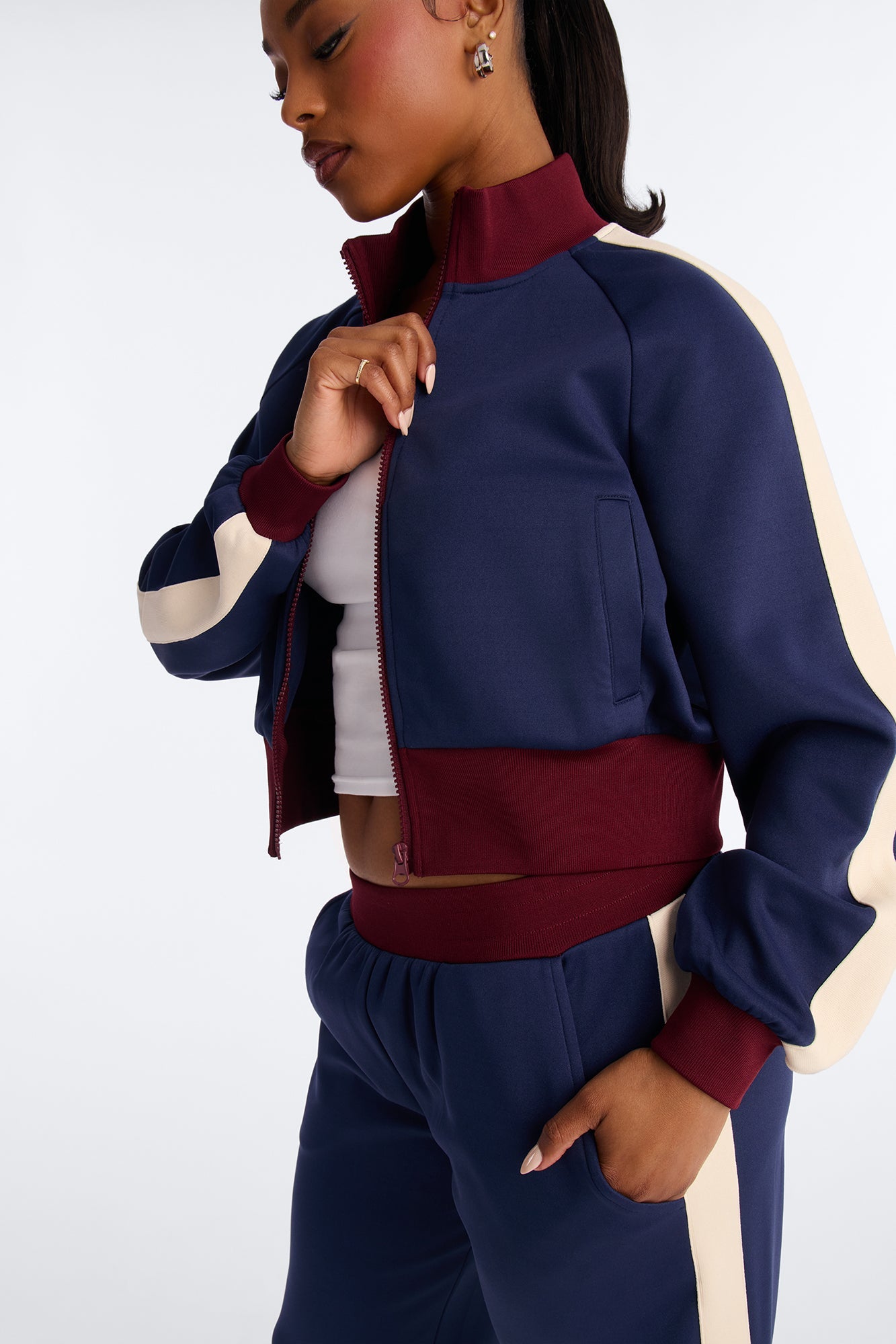 Power Trip Scuba Funnel Neck Jacket - Navy/combo