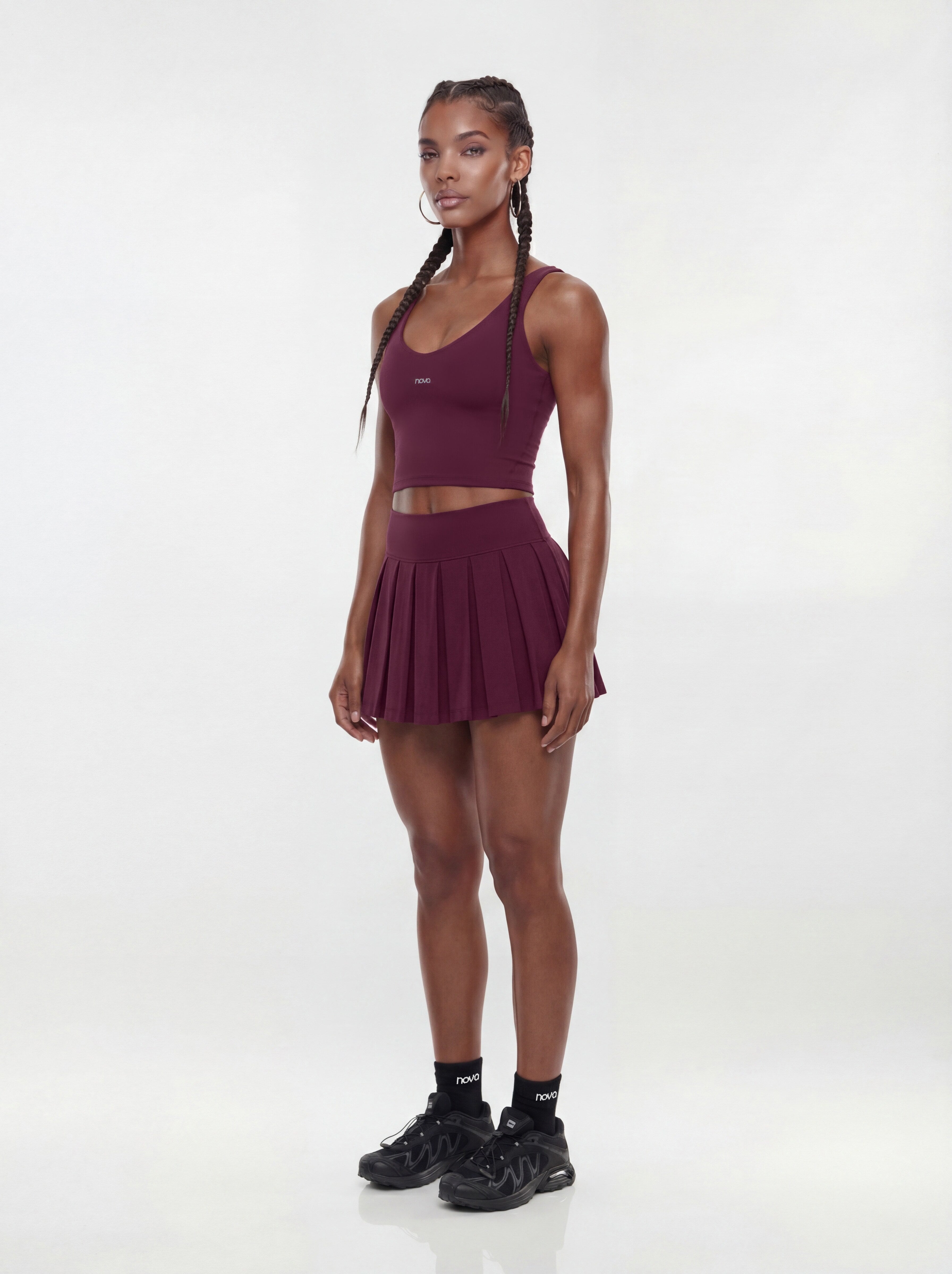 ProStretch™ Pleated Mini Skort - Merlot