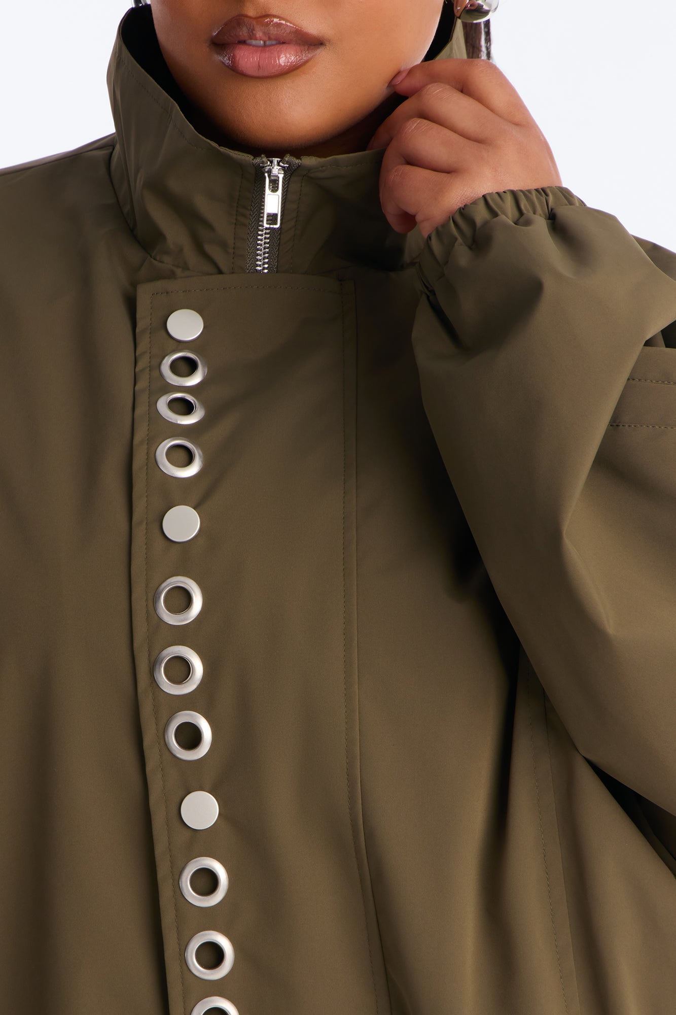 Time To Chill Funnel Neck Bomber Jacket - Olive
