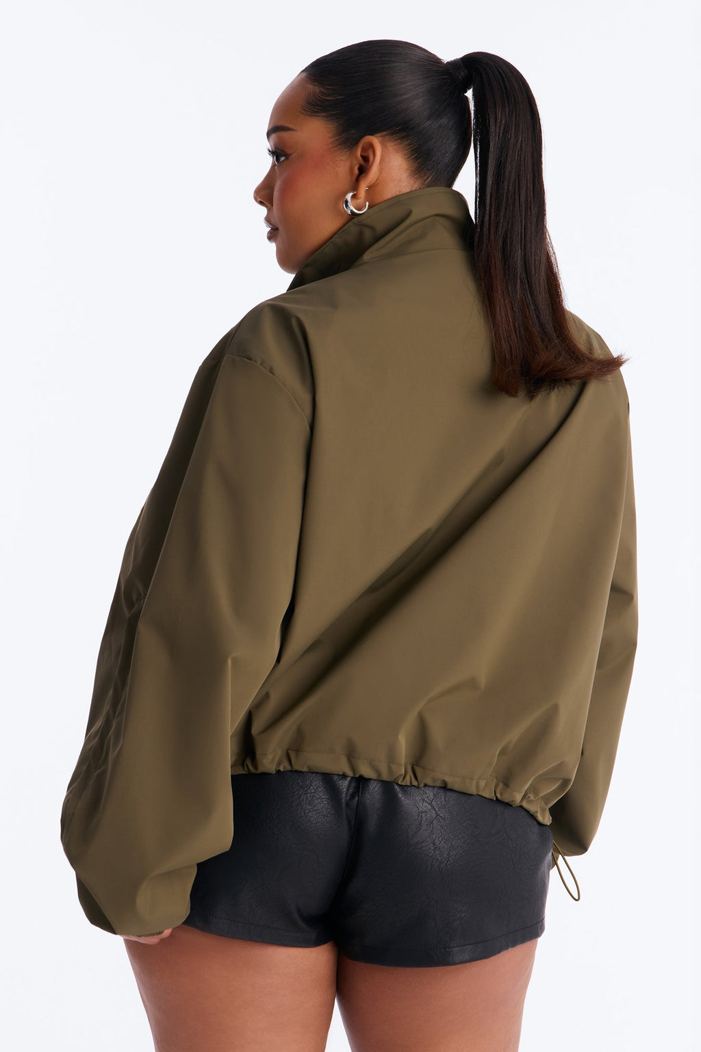 Time To Chill Funnel Neck Bomber Jacket - Olive