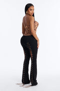 Crossfire Lace Up Bootcut Jeans - Black Wash