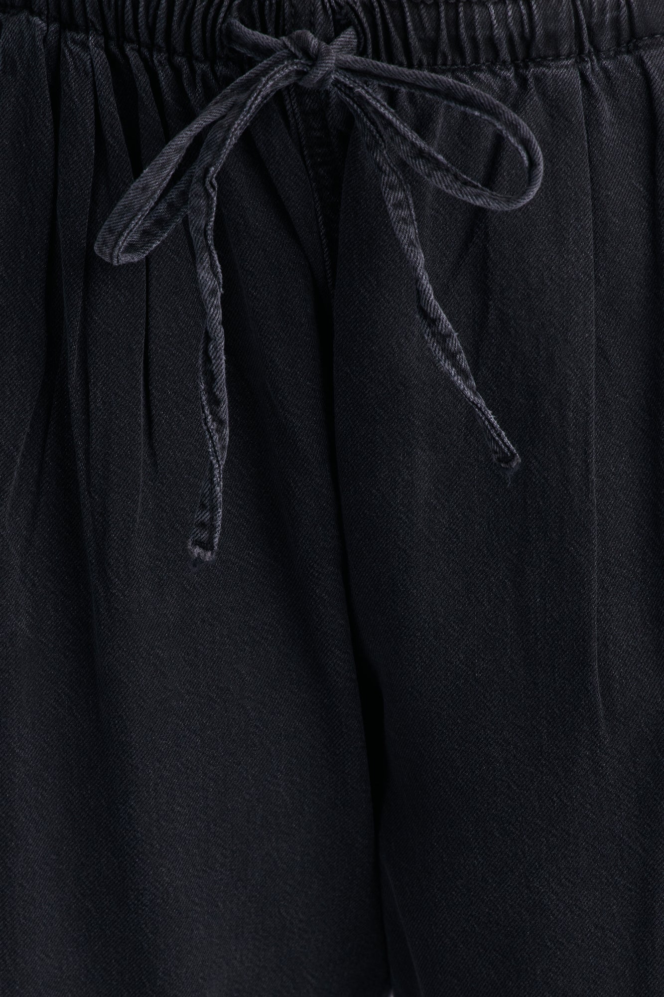Baeside Tie Waist Wide Leg Jeans - Black
