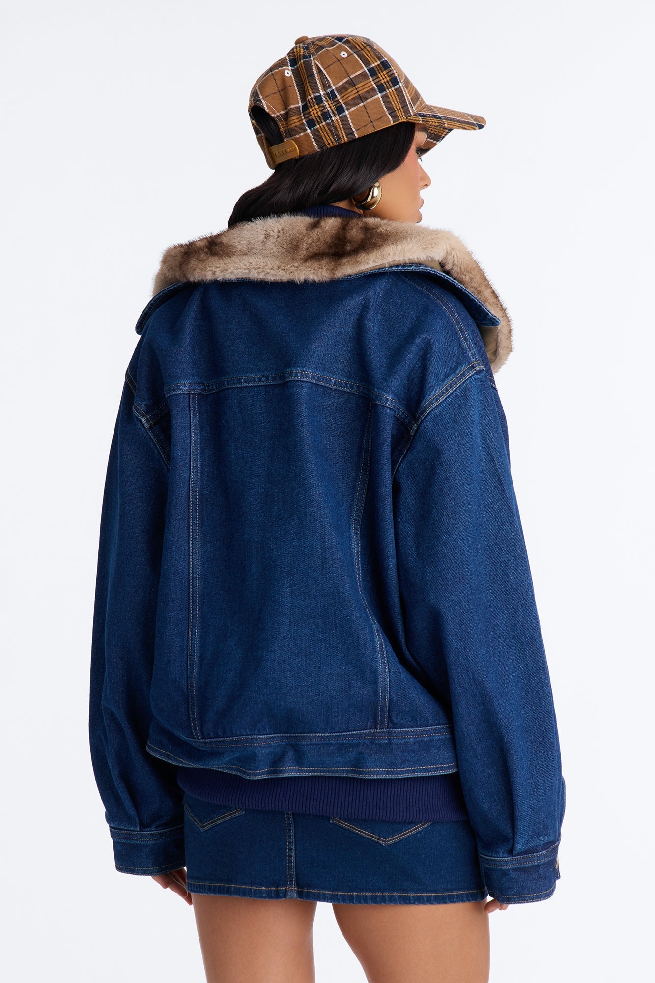 Aspen Baby Faux Fur Denim Jacket - Medium Wash