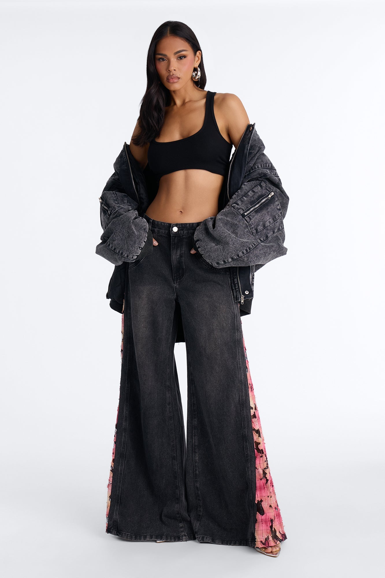 Pure Emotion Mid Rise Wide Leg Jeans - Black Wash