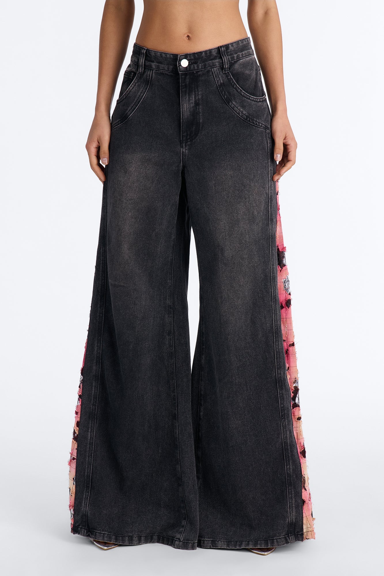 Pure Emotion Mid Rise Wide Leg Jeans - Black Wash