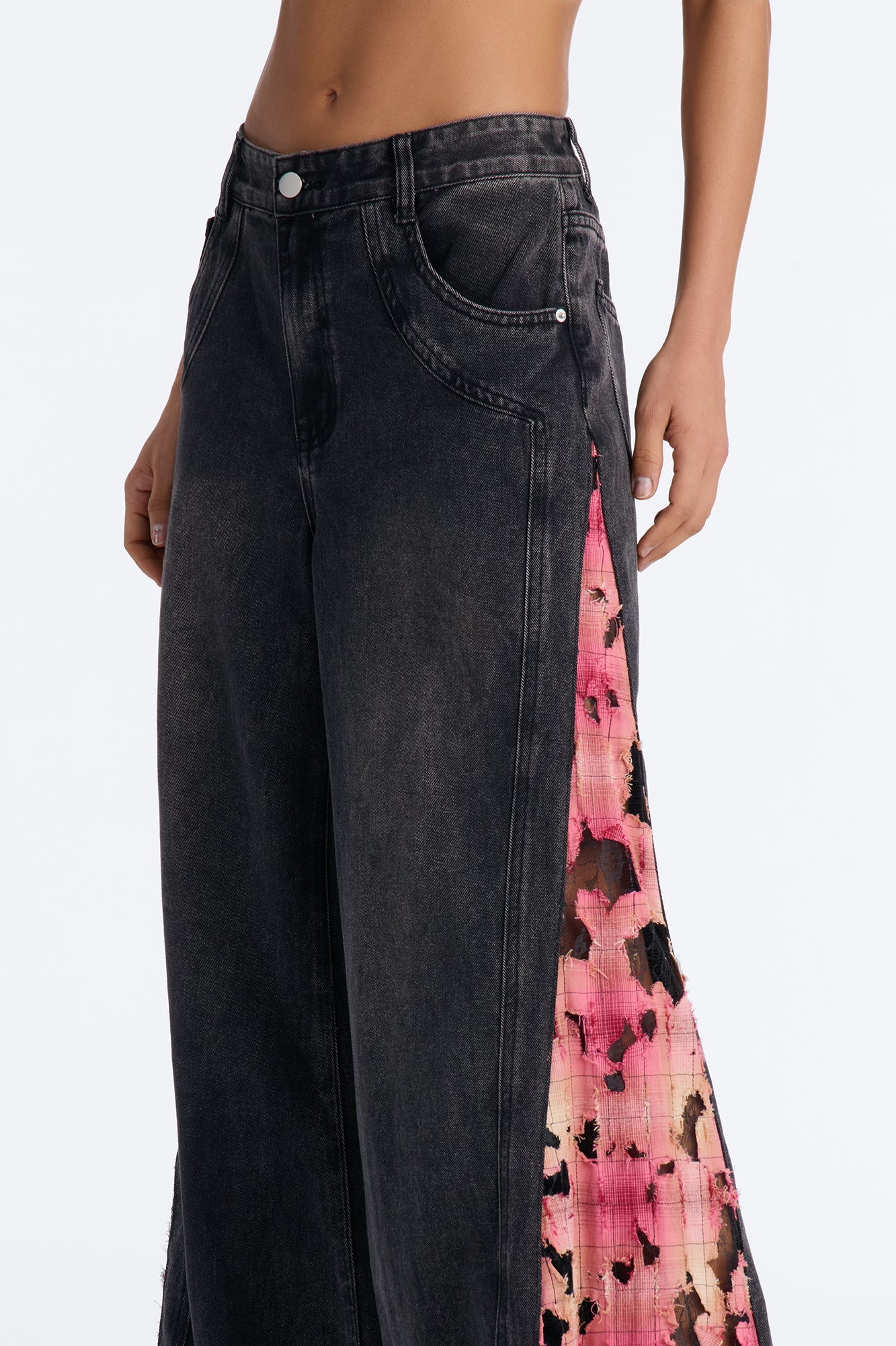 Pure Emotion Mid Rise Wide Leg Jeans - Black Wash