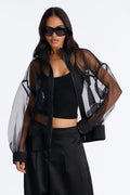 Something To Prove Sheer Organza Bomber Jacket - Black