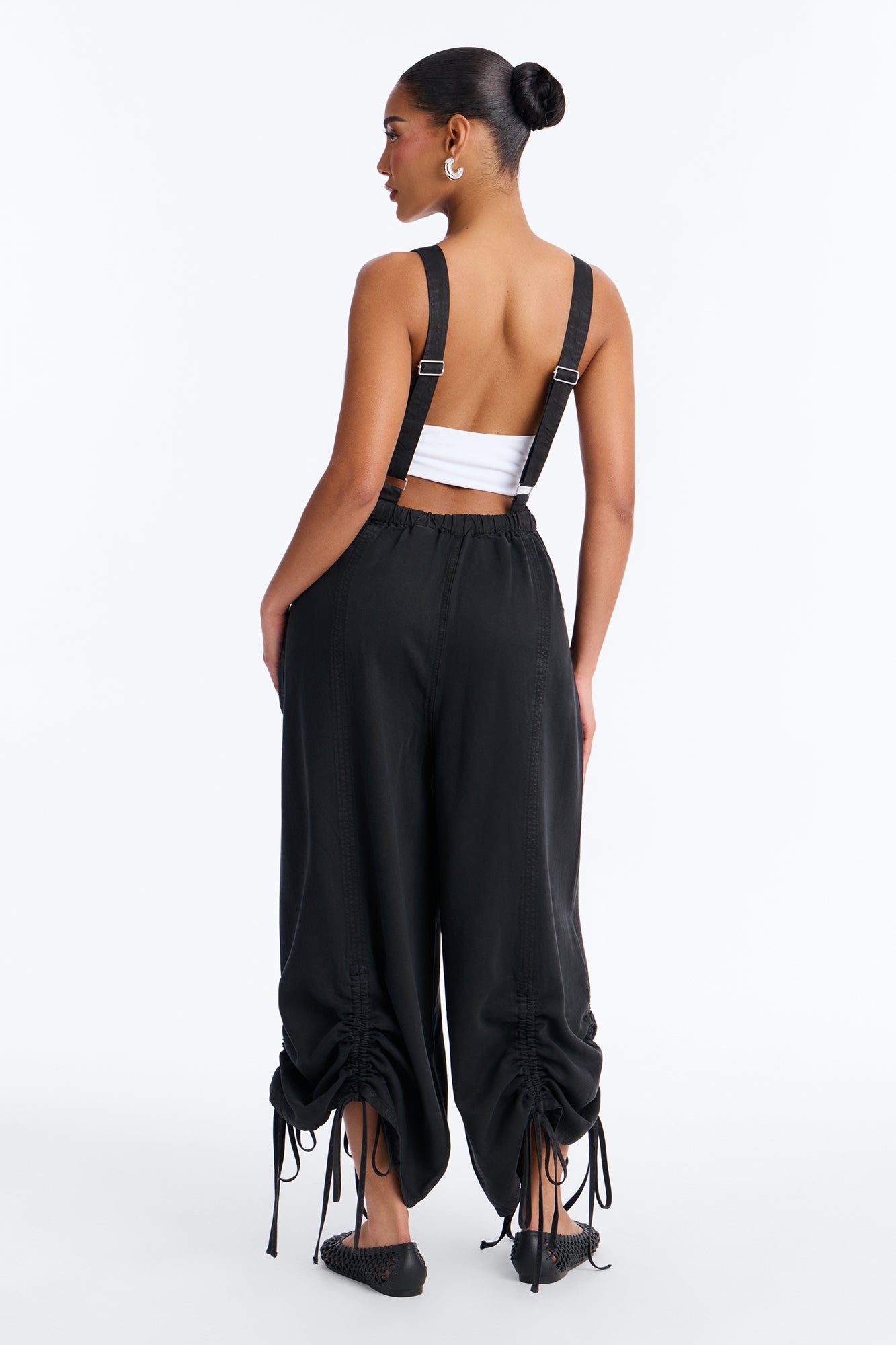 In Too Deep Drapey Denim Overalls - Black