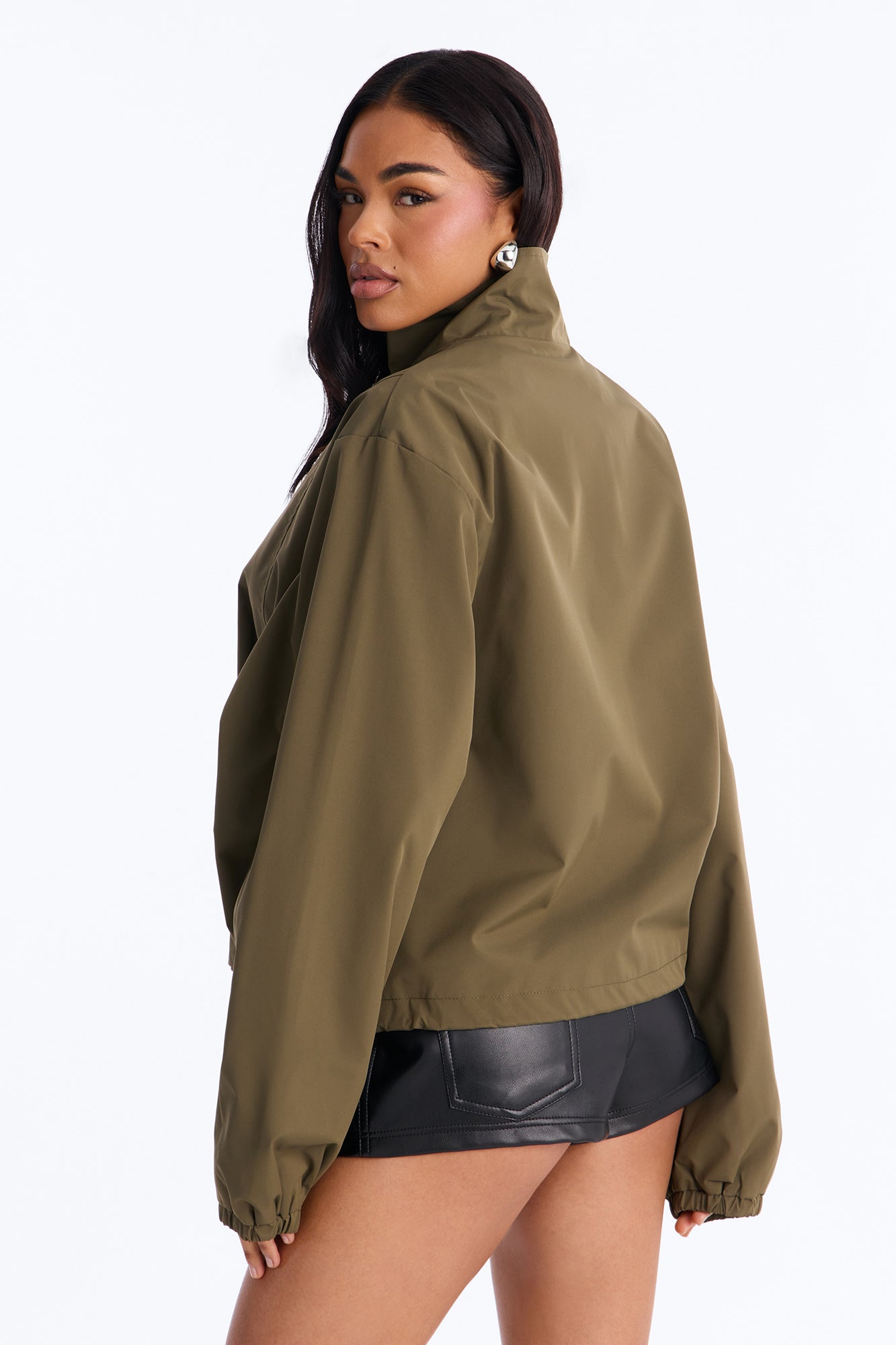 Time To Chill Funnel Neck Bomber Jacket - Olive