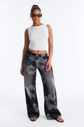 Born To Bloom Baggy Denim Jeans - Black Wash