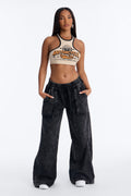Do Not Disturb Pull On Wide Leg Jeans - Black Wash