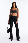 After Midnight Embellished Stretch Flare Jeans - Black