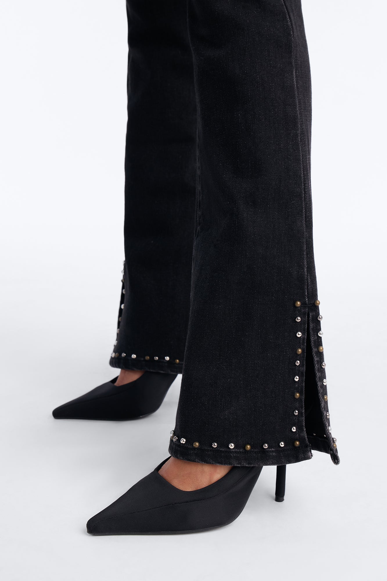 After Midnight Embellished Stretch Flare Jeans - Black