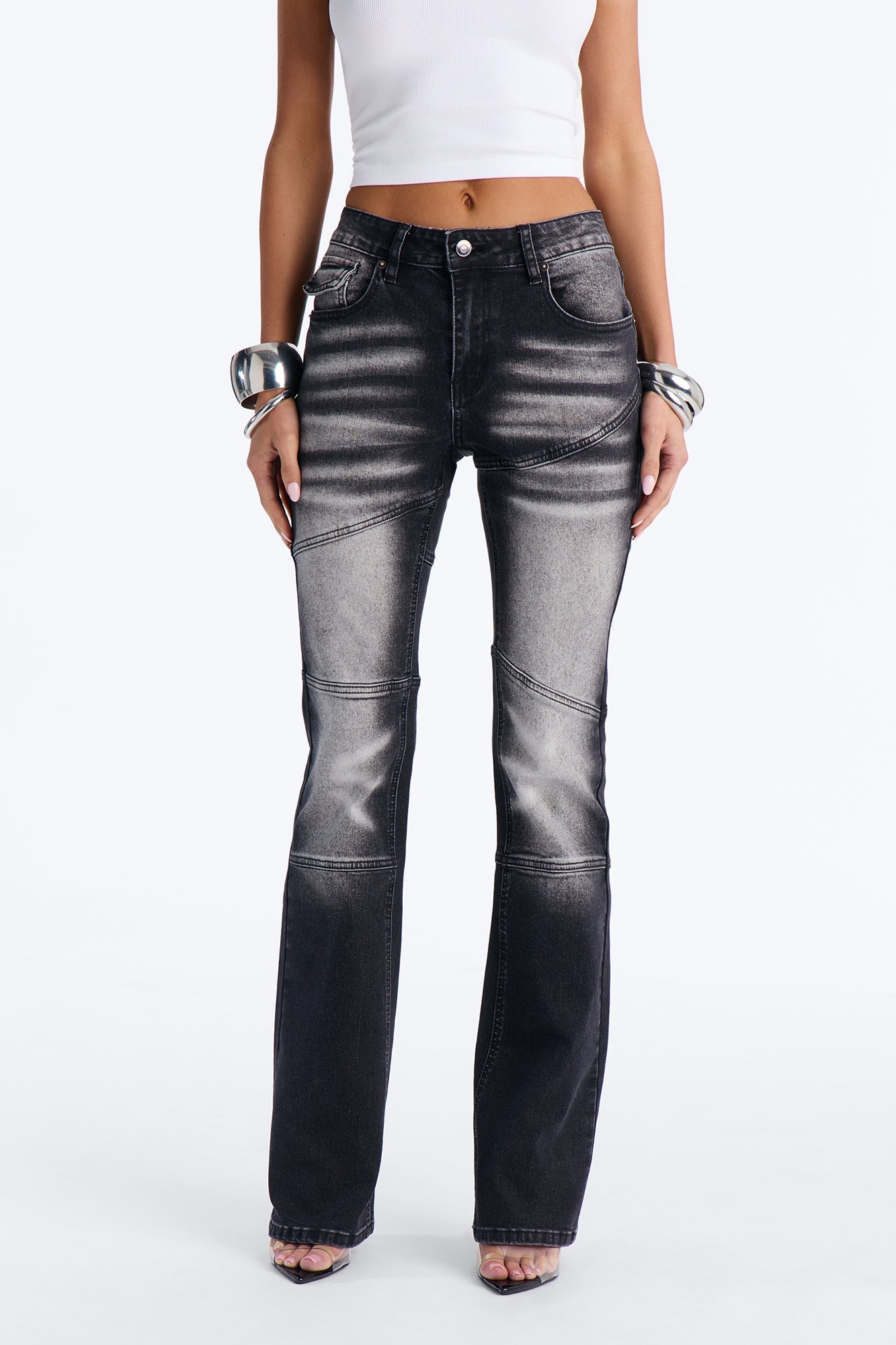 Femme Fatale Low Rise Stretch Bootcut Jeans - Black