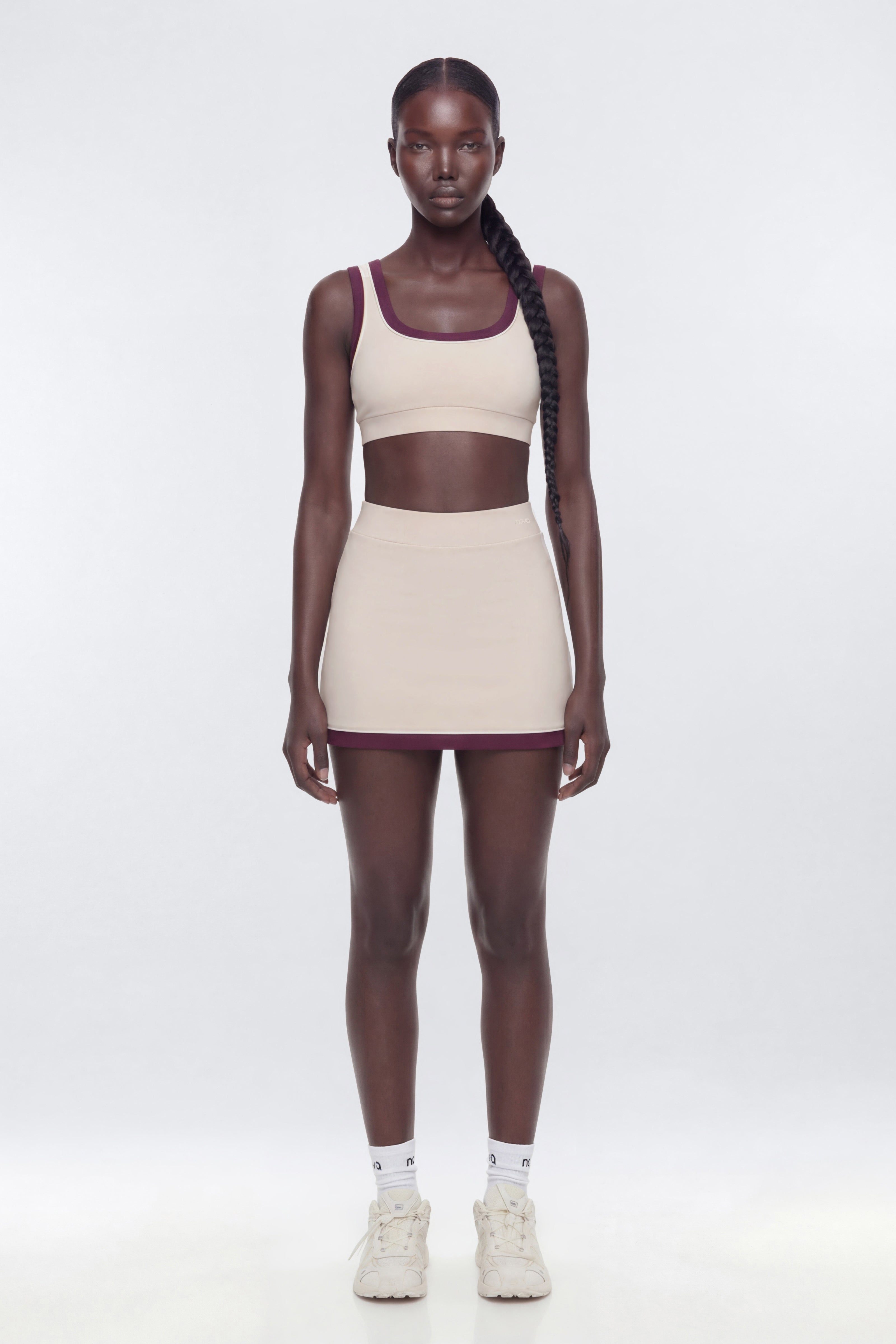 ButterSoft™ Contrast Trim Sports Skort - Oat Milk