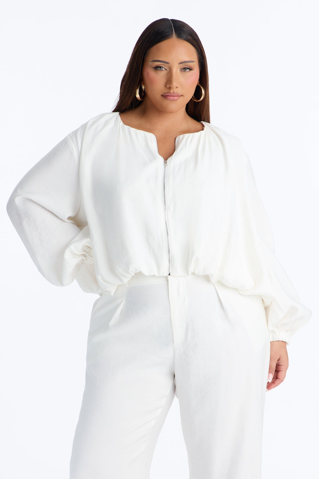 Calliope Linen Bubble Hem Cropped Jacket - Ivory