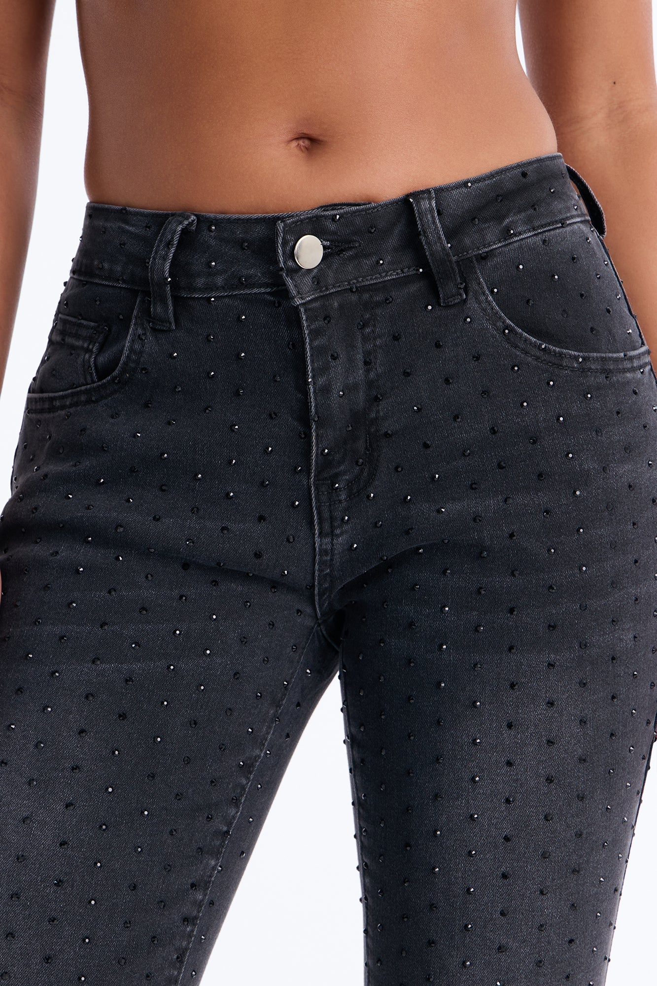 Tabloid Tease Capri Mini Flare Jeans - Black Wash