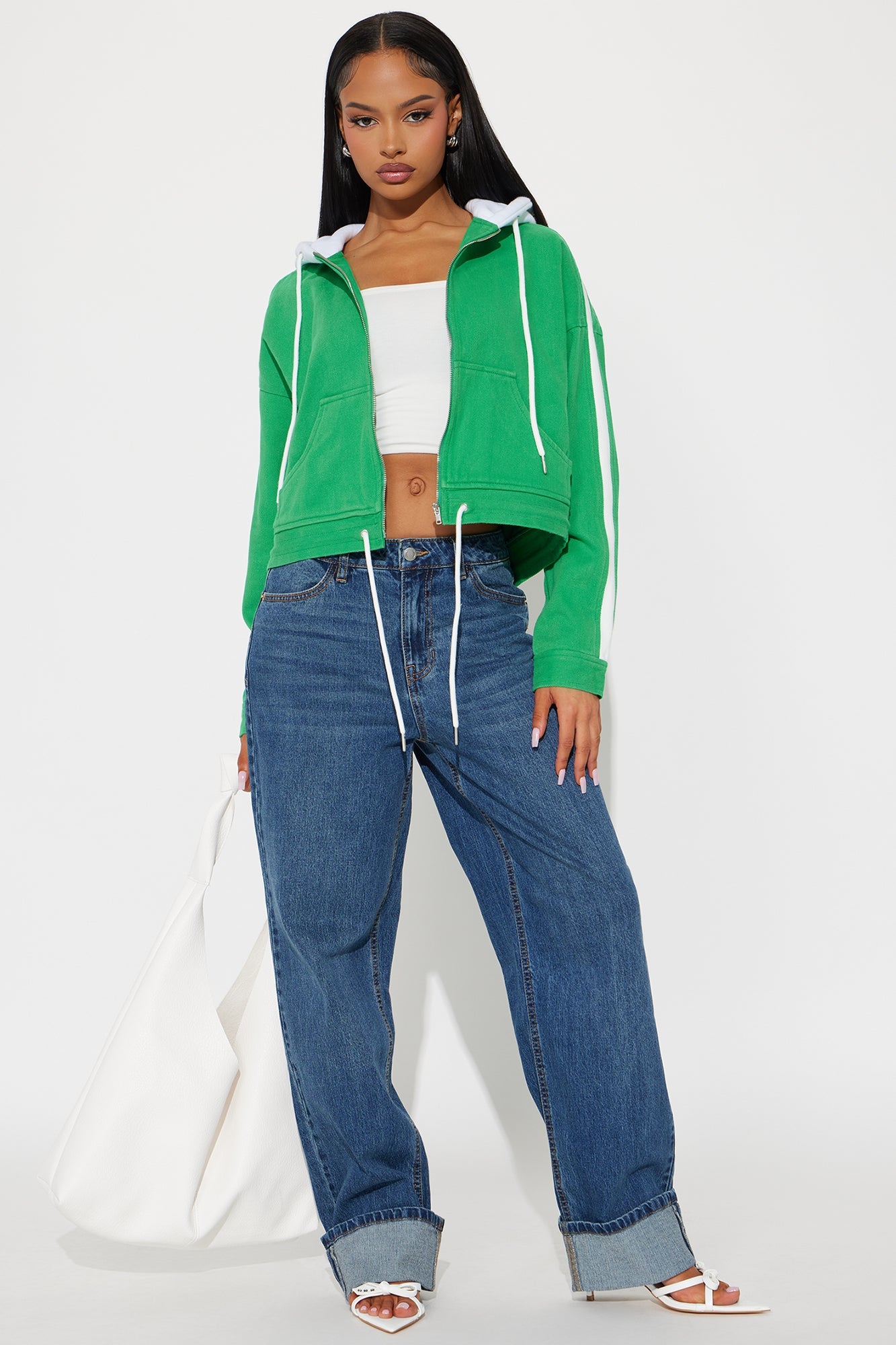 Catch Up Hooded Twill Jacket - Kelly Green
